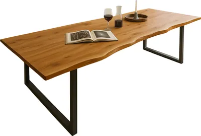 Produktbild von SAM® Esstisch Baumkante massiv Akazie natur 260 x 100 schwarz QUINN