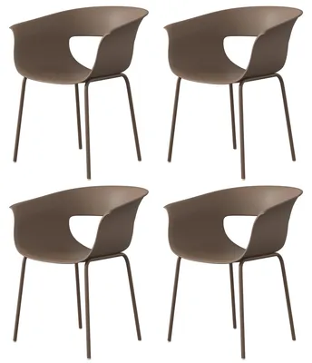 Produktbild von Outsunny Gartenstühle 4er Set ergonomisch Balkonstühle mit Ausschnittdesign