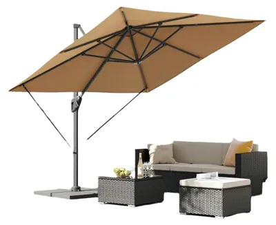 Immagine prodotto di Ombrellone da giardino - Ombrellone per terrazza - Ombrellone parasole - Rotondo - 290x290 cm - Rotazione a 360° - Colore kaki