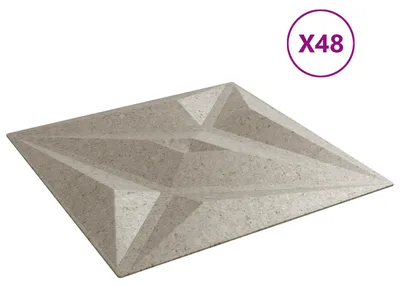 Obrázok produktu pre vidaXL Nástenné panely Hviezda, 48 ks, betónový vzhľad, 50 x 50 cm, XPS pena