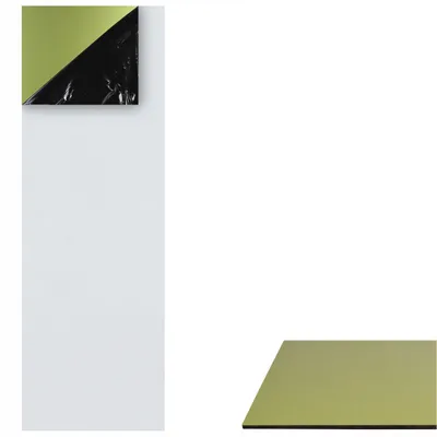 Zdjęcie produktu dla Płyta aluminiowo-polimerowa (ACP) w kolorze złotym, szczotkowana, o wymiarach 10x30 cm, grubość 3 mm. Materiał do produkcji szyldów reklamowych, metaliczny wygląd