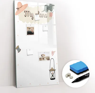 Produktbild von Magnetpinnwand Memoboard - Zubehörsatz - Schwarzer Marker + Schwamm + Magnete - 60 x 120 cm - Meine Pläne
