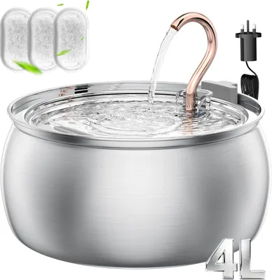 Produktbild von Trinkbrunnen für Katzen, 4.0 l, Edelstahl, spülmaschinenfest, für Haustiere