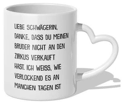 Produktbild von 22Feels Schwägerin Geschenk Hochzeit Idee Frauen Tasse Weihnachten Geburtstag Haferl Kaffeetasse Beste Familie (Herzhenkel Weiss)