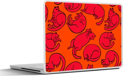 Produktbild von MuchoWow® Laptop Aufkleber Sticker Cover Muster - Katze - Orange - Jungen - Mädchen - Kinder - Kind 36.5x27.5 cm - Laptop-Sticker