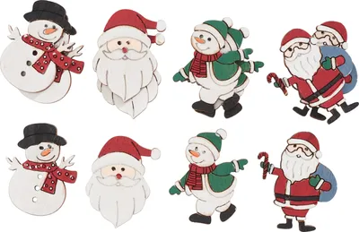 Produktbild von VBS Streuteile Mix Santa Schneemann 12 Stück 2.6 bis 3.9 cm Weihnachten Deko