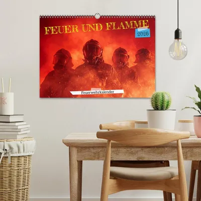 Produktbild von Feuer und Flamme - Feuerwehrkalender (Wandkalender 2026 DIN A3 quer), CALVENDO Monatskalender