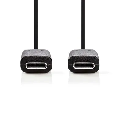 Image de Câble USB Nedis - USB 3.2 Gen 1 - USB-C mâle - USB-C mâle - 60 W - 4K@60Hz - 5 Gbps - Nickelé - 1,00 m - Rond - PVC - Noir - Boîte