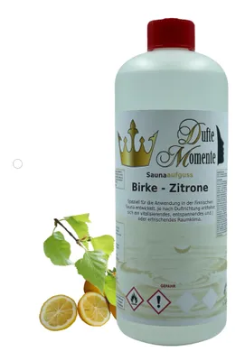 Produktbild von Dufte Momente | Saunaduft Konzentrat Birke-Zitrone 1 Liter | naturreine und natürliche ätherische Öle | vegan und ohne Tierversuche