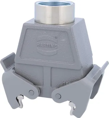 Produktbild von HARTING Han 10B Tüllengehäuse hoch, 1xM32 gerader Kabelabgang, mit 2 Querbügeln Verschraubung M32 Klemmbereich 11,0mm -