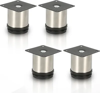 Produktbild von Yakimz 4x Möbelfuß Möbelfüsse Edelstahl Fuss Durchmesser 40 mm Höhe 60mm Schwarz Höhenverstellbar