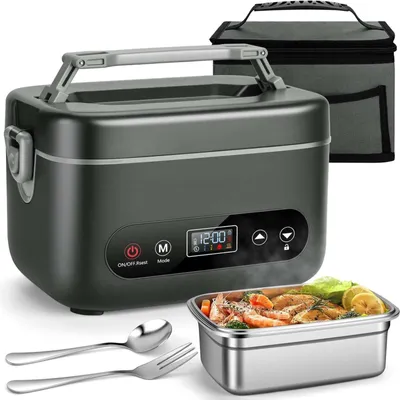Produktbild von Zimilo Elektrische Lunchbox mit Akku 12000mAh, 1200ml Selbstheizende Brotdose, 6 Temperaturstufen, Timer-Funktion, Tragbar für Büro, Auto und Outdoor