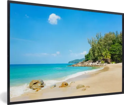 Produktbild von MuchoWow® Gerahmtes Poster Strand - Meer - Pflanzen - Tropisch 90x60 cm - Poster mit Schwarzem Bilderrahmen Wandposter Rahmen Foto Bilder - Fotorahmen - Foto-Plakat