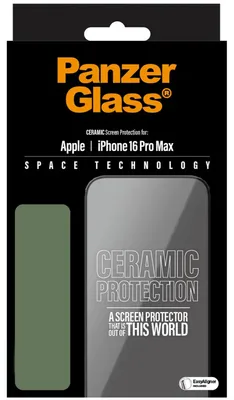 Productafbeelding van PanzerGlass Ceramic Screenprotector met applicator voor de Apple iPhone 16 Pro Max