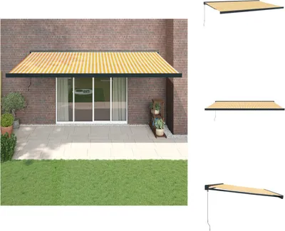 Produktbild von vidaXL Markise Einziehbar Gelb und Weiß 5x3 m Stoff und Aluminium -  Markisen