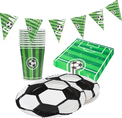 Produktbild von Fußball Goal Partyset – 4-teilig mit Tellern, Bechern, Servietten & Wimpelkette