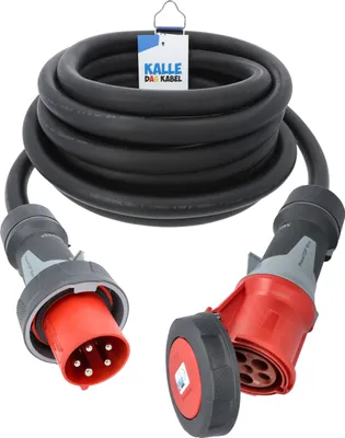Produktbild von KALLE DAS KABEL Starkstrom CEE Verlängerung H07RN-F 5G 16,0 mm² 50 Meter 400V 63A IP67 Kraftstrom Starkstromkabel Baustellenkabel