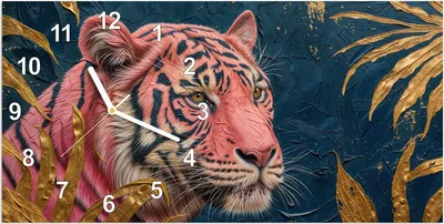 Produktbild von Wanduhr aus Glas mit Motiv Tiger Porträt- 60 x 30 cm - inkl. Aufhängesystem