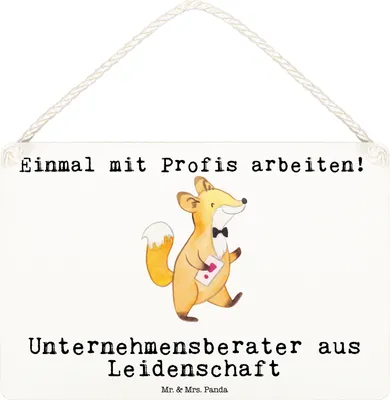 Produktbild von Mr. & Mrs. Panda Schild Unternehmensberater Leidenschaft DIN A6 - Weiß - Geschenk, Wandschild, kleine aufmerksamkeit, holzbild, Wandbild Holz, Türschild