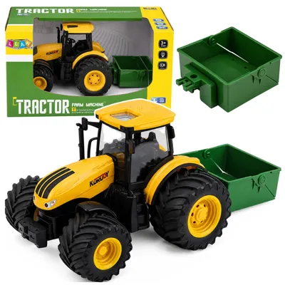 Productafbeelding van Landbouwboerderijtractor met kunstmeststrooierverlichting Geluid Geel 1:24
