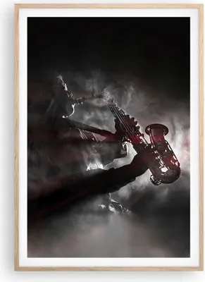 Produktbild von Gerahmtes Poster - Rahmen in heller Eiche - Musiker Saxophonist Schwarz - 70x100 cm - Wand Bild - Wanddeko - Wandbilder - Wandposter - Bilderrahmen - Bilder - Kunstdruck - Wandbild - P2NPA70x100-4276