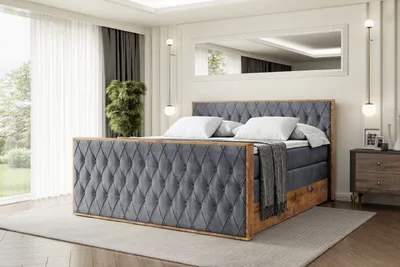 Produktbild von ALTDECOR Boxspringbett mit Matratze und Lattenrost, Topper, Fußteil,Polsterbett mit Bettkasten, Bett mit Stauraum H3- und H4- Matratze, Doppelbett -LOLLI5-Z KING-140x200 - Dunkelgrau Casablanca