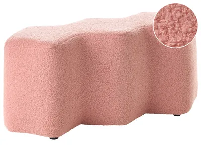 Obrázek produktu pro BELIANI Lavice růžová čalounění buklé 86 x 30 cm nepravidelný tvar ložnice obývací pokoj skandinávský styl
