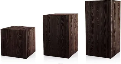 Produktbild von Holzsäule 40+60+80/40 cm Satz von Drei, Blumensäule, Dekosäule, Bodenwindlicht-Ständer, Baumstamm Deko, Holzblock-Optik Säule, Natürliche Holzoptik