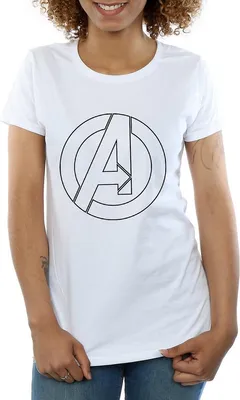 Produktbild von Marvel Avengers - T-Shirt Logo für Damen BI1576 (XL) (Schwarz/Weiß)