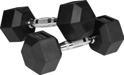 Zdjęcie produktu dla Hantle żeliwne gumowane HEX 2x5kg Rebel hexagonalne zestaw 10kg SOLIDNE