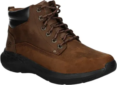 A single brown boot is shown against a white background.