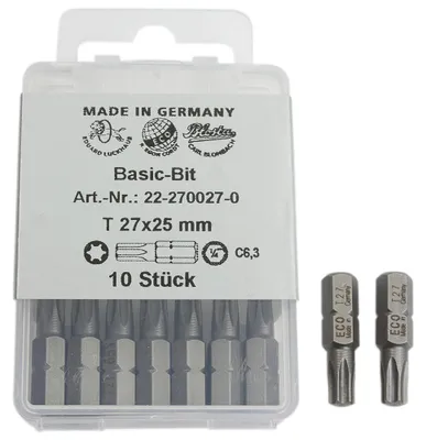 Zdjęcie produktu dla 10 sztuk końcówek BIT do śrub TORX, TX 10, długość 25 mm DIN: 3126-C 6,3