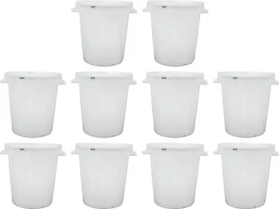 Produktbild von SuperSparSet 10x Kunststoffbehälter weiß 50 Liter, Mehrzweckfass, Kunststoffbehälter, Tonne, Universaltonne