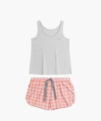 Produktbild von ATLANTIC UNDERWEAR Damen Pyjama Set 2-teilig – Baumwolle mit Modal Schlafanzug mit Tanktop & Shorts, bequem & atmungsaktiv Sommer Nachtwäsche S-XXL