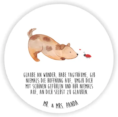 Produktbild von Mr. & Mrs. Panda magnet Hund Marienkäfer - Weiß - Geschenk, Zuversichtlich, pinnwand, Sprüche, Hunde, Mischlinghund, whiteboardmagnet, für pinwand, Kühlschrankmagnet