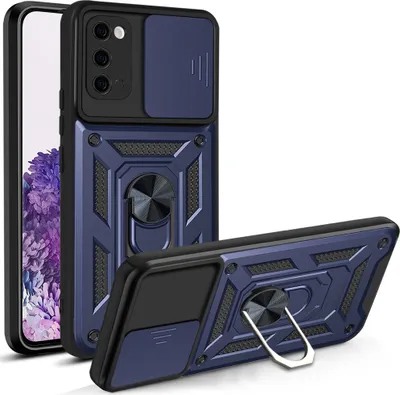 Produktbild von Galaxy S20 Hülle mit 360° Drehbarer Magnetische Ring Ständer Halter Dia Kameraschutz TPU Bumper Silikon Schutzhülle für Samsung Galaxy S20 Blau