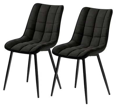 Produktbild von Esszimmerstühle 2er Set, für Wohnzimmer, Küche und Esszimmer, gepolstert mit Rückenlehne, Sitzfläche aus Stoffbezug, mit Metallbeinen, bis 150 kg belastbar, Anthrazit
