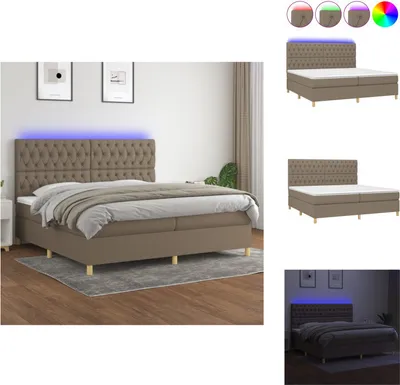 Produktbild von vidaXL Boxspringbett mit Matratze & LED Taupe 200x200 cm Stoff -  Betten & Bettgestelle