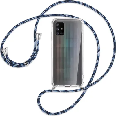 Produktbild von Handykette Backcover-Schutzhülle mit Band (Metall silberfarben) für Samsung Galaxy A71 5G - Blautöne