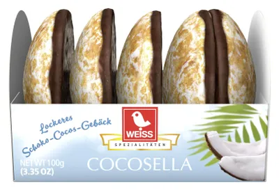 Zdjęcie produktu dla Weiss Cocosella Extra 2023 Delikatne ciasteczka kokosowe z czekoladą 100g