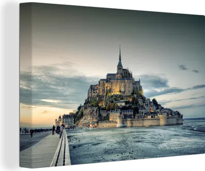 Produktbild von OneMillionCanvasses® - Leinwandbilder - 140x90 cm, Schloss - Frankreich - Meer, Wandbilder Kunstdruck Wanddekoration - Foto auf Leinwand - Gemälde auf Holzrahmen