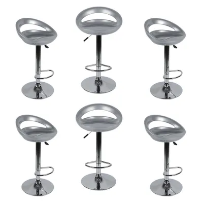 Produktbild von Barhocker ABS 360°frei drehbar höhenverstellbar mit Fußstütze für Küche | Grau | 6er-Set