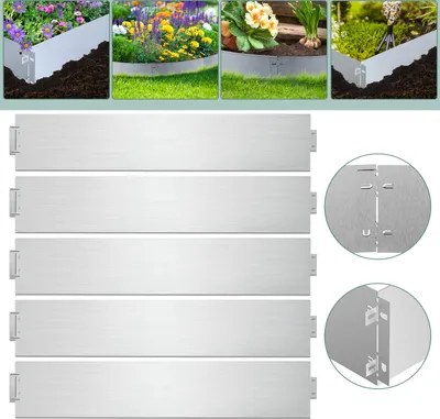 Produktbild von Jayseuw Rasenkante Metall Beeteinfassung Beetumrandung Mähkante Palisade Beetrand 100x15cm 15m