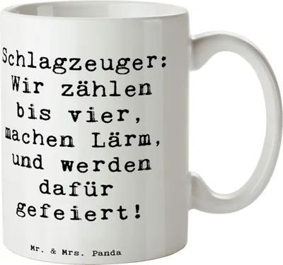 Produktbild von Mr. & Mrs. Panda Tasse Spruch Schlagzeuger Stolz - Weiß - Geschenk, Becher, Trinkbecher, Beats, Musik, Band, Kaffeebecher, Lernen, Pott, Musiker, Instrument, Konzert