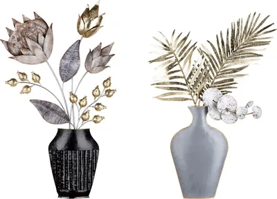 Produktbild von GILDE Metall Relief Vase mit Blumen Girona