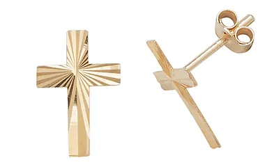Produktbild von 9 Karat (375) Gold kreuz Damen - Paar Ohrstecker - 11mm*7mm; TRS1851
