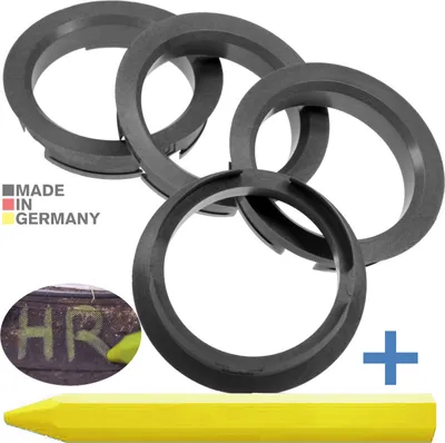 Produktbild von 4X Zentrierringe 63,4 x 54,1 mm Silber Felgen Ringe + 1x Reifen Kreide Fett Stift