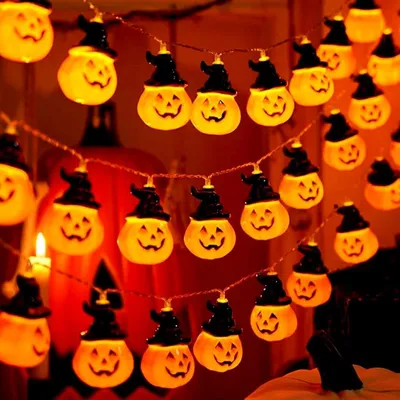 Produktbild von Wishstar Halloween Lichterkette, Kürbis Deko für Innendekoration, 20 LED