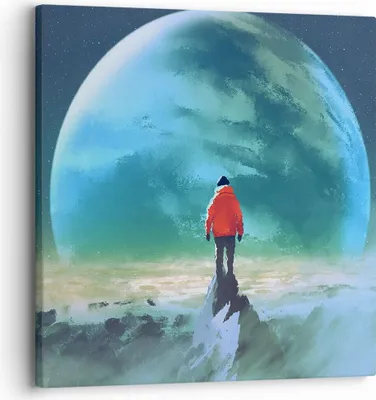 Produktbild von Bild auf Leinwand - Leinwandbild - Mann Planet - 30x30cm - Wand Bild - Wanddeko - Wandbilder - Leinwanddruck - Bilder - Kunstdruck - Wanddekoration - Leinwand bilder - Wandkunst - AC30x30-3869