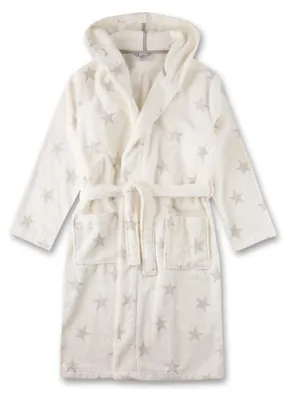 Productafbeelding van Sanetta badjas voor meisjes, off-white kleur, met sterrenprint, maat 116